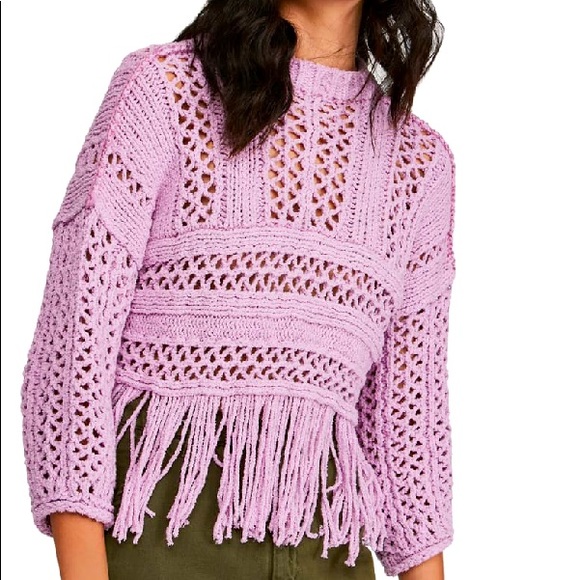 Free People Sweaters - Free People Cropped Fringe higher love Sweater
